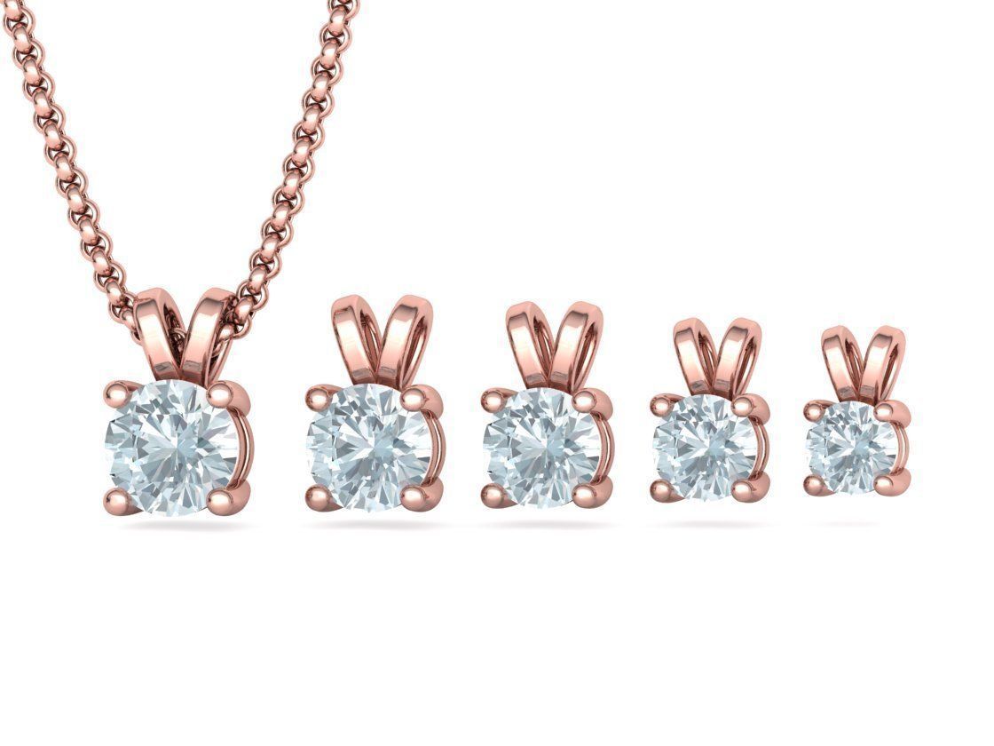 Solitaire Round Diamond Pendants and Heads 3DMODELS  3D print model_18