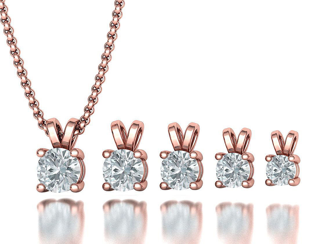 Solitaire Round Diamond Pendants and Heads 3DMODELS  3D print model_24