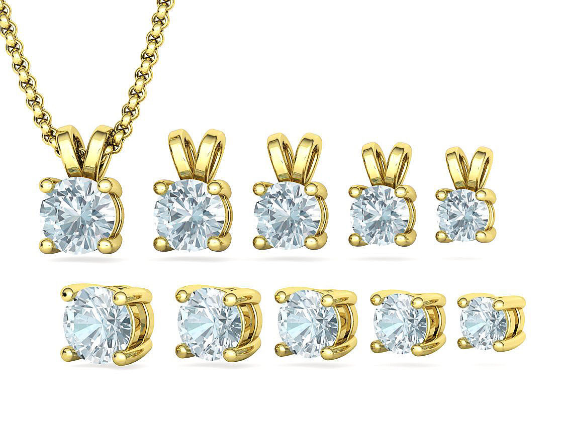Solitaire Round Diamond Pendants and Heads 3DMODELS  3D print model_2