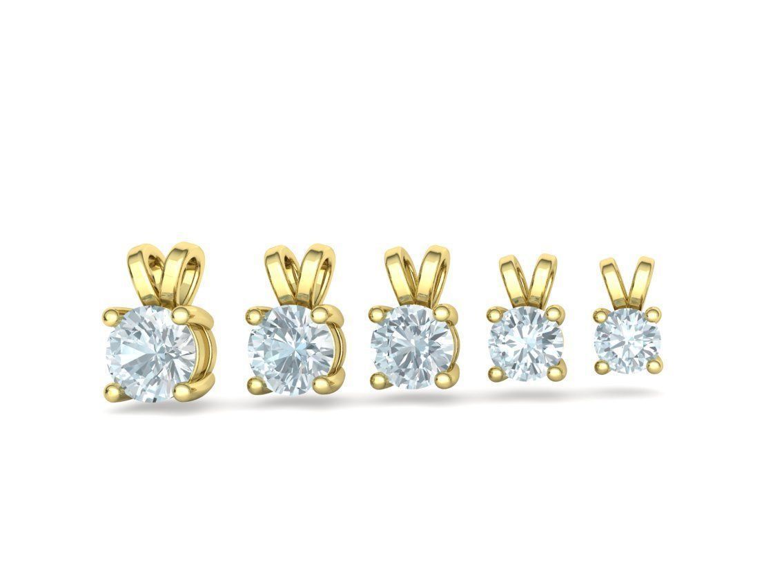 Solitaire Round Diamond Pendants and Heads 3DMODELS  3D print model_34