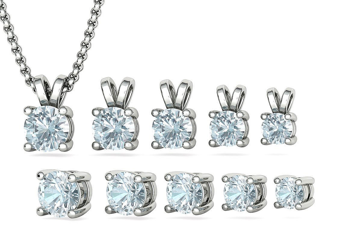Solitaire Round Diamond Pendants and Heads 3DMODELS  3D print model_3