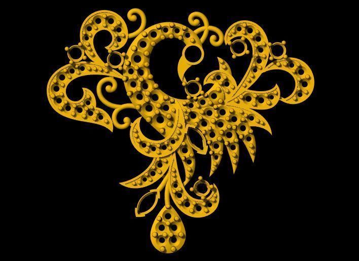 peacock pendant 3dm and stl file 3D print model_4