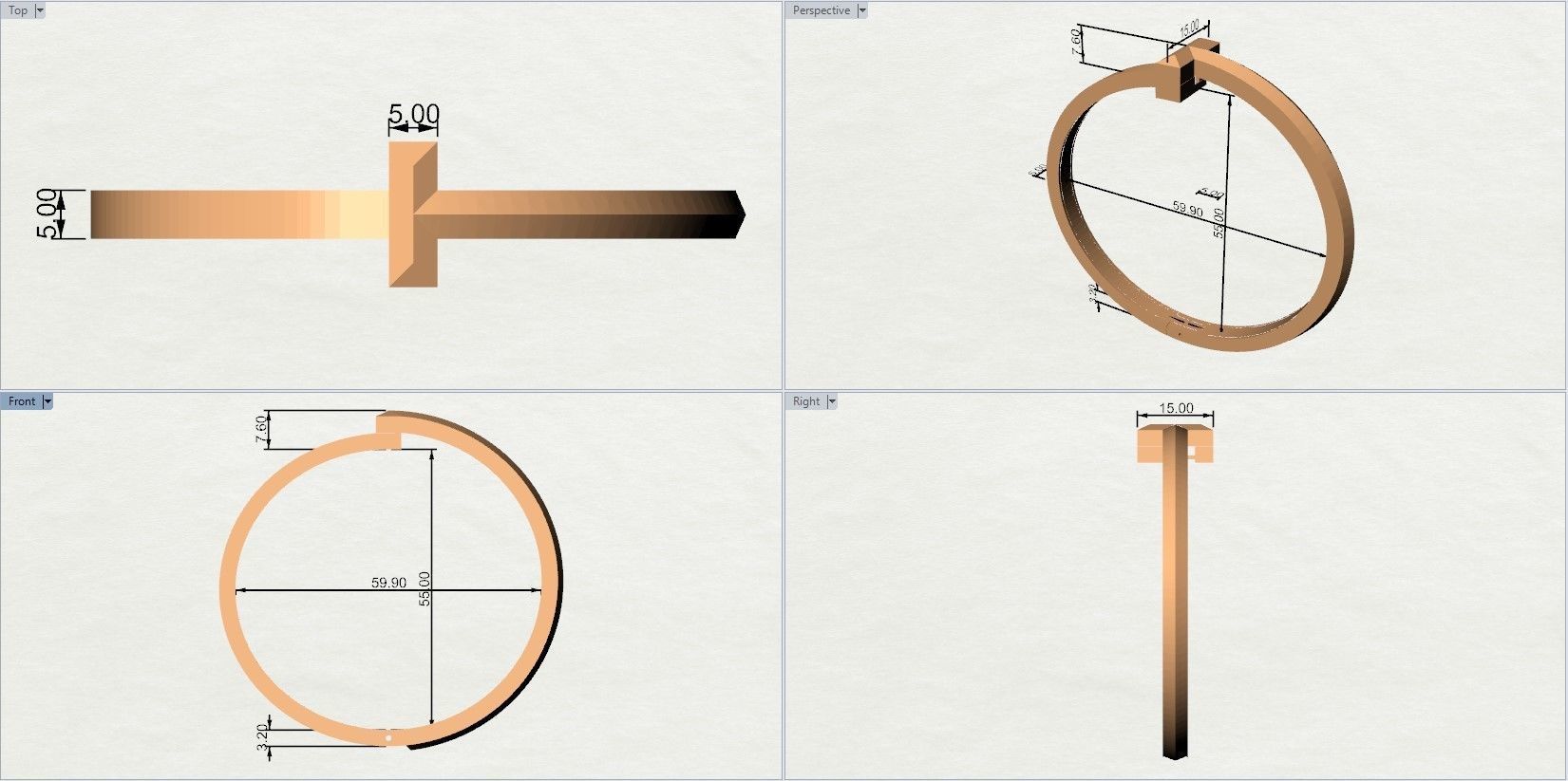 Tiffany T Bangle 3D print model_6