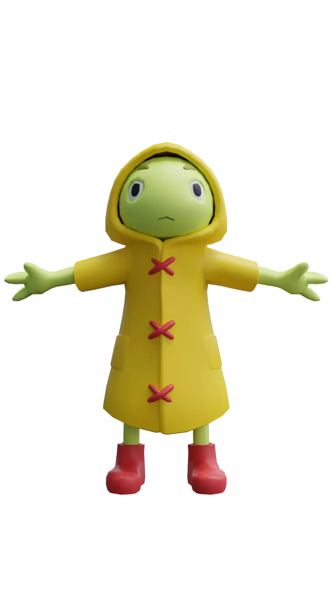 frog cartoon character Low-poly 3D model_0