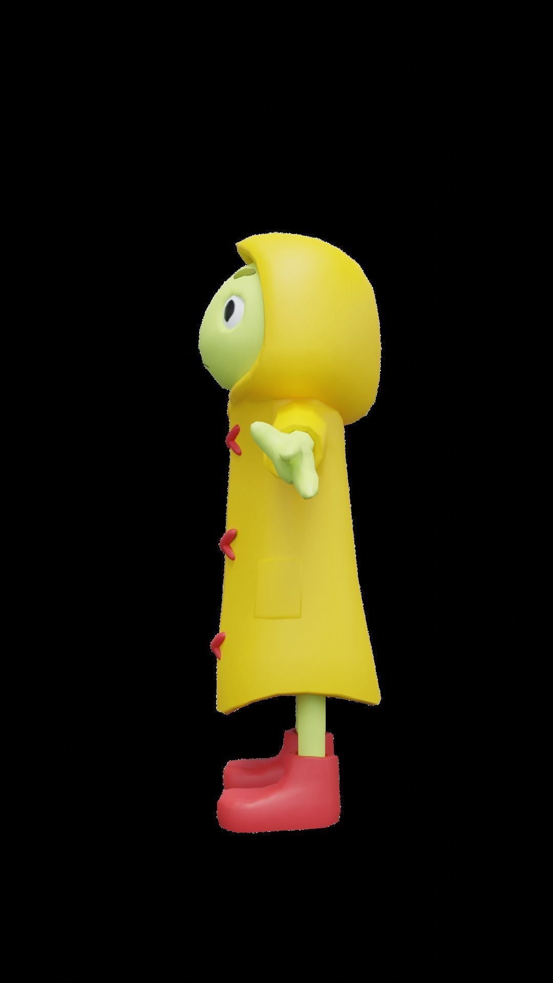 frog cartoon character Low-poly 3D model_2