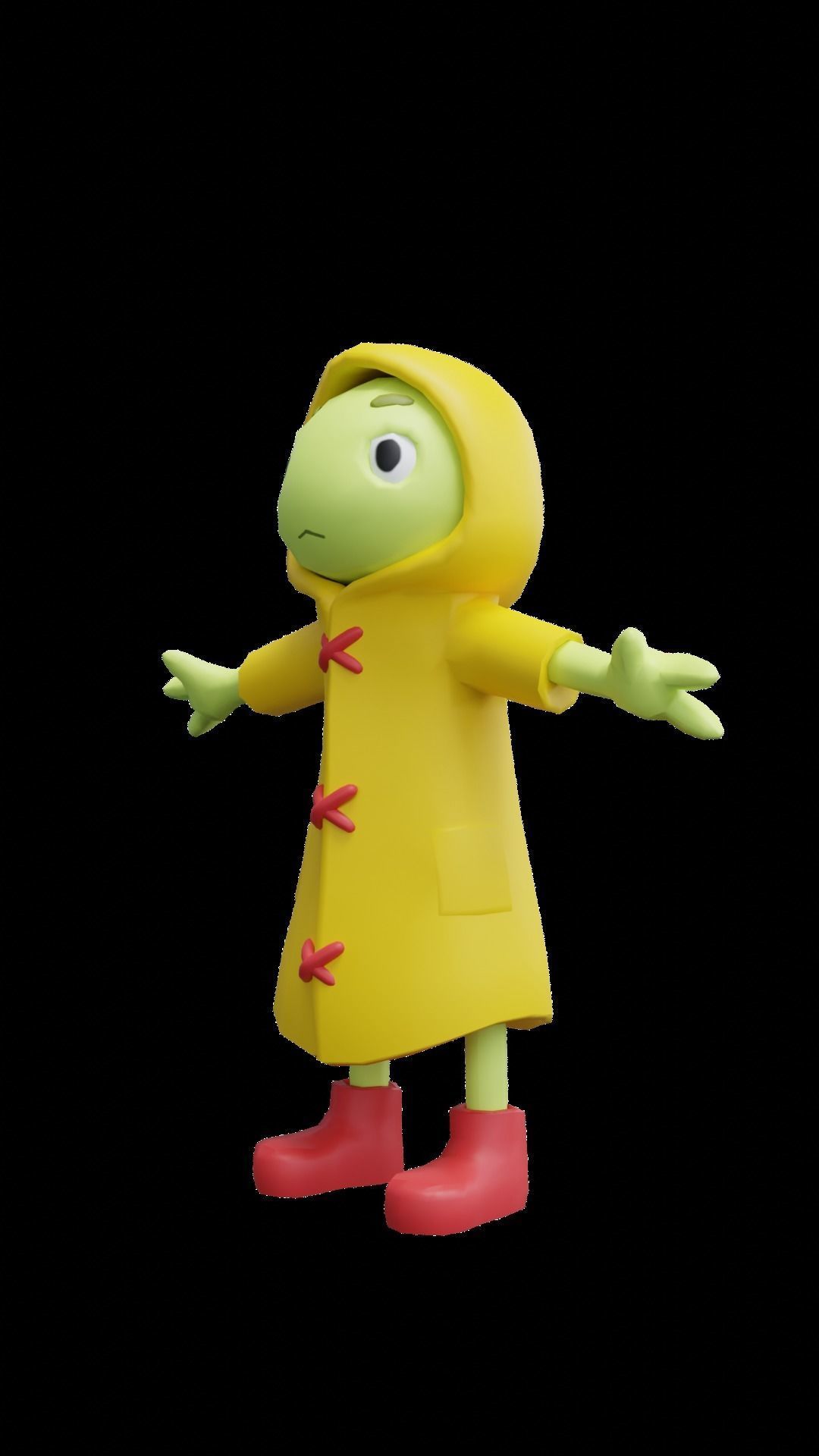 frog cartoon character Low-poly 3D model_1