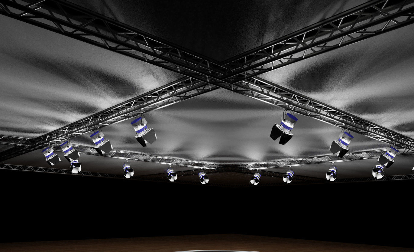 Car stage with lamps and ceiling 3D model_3