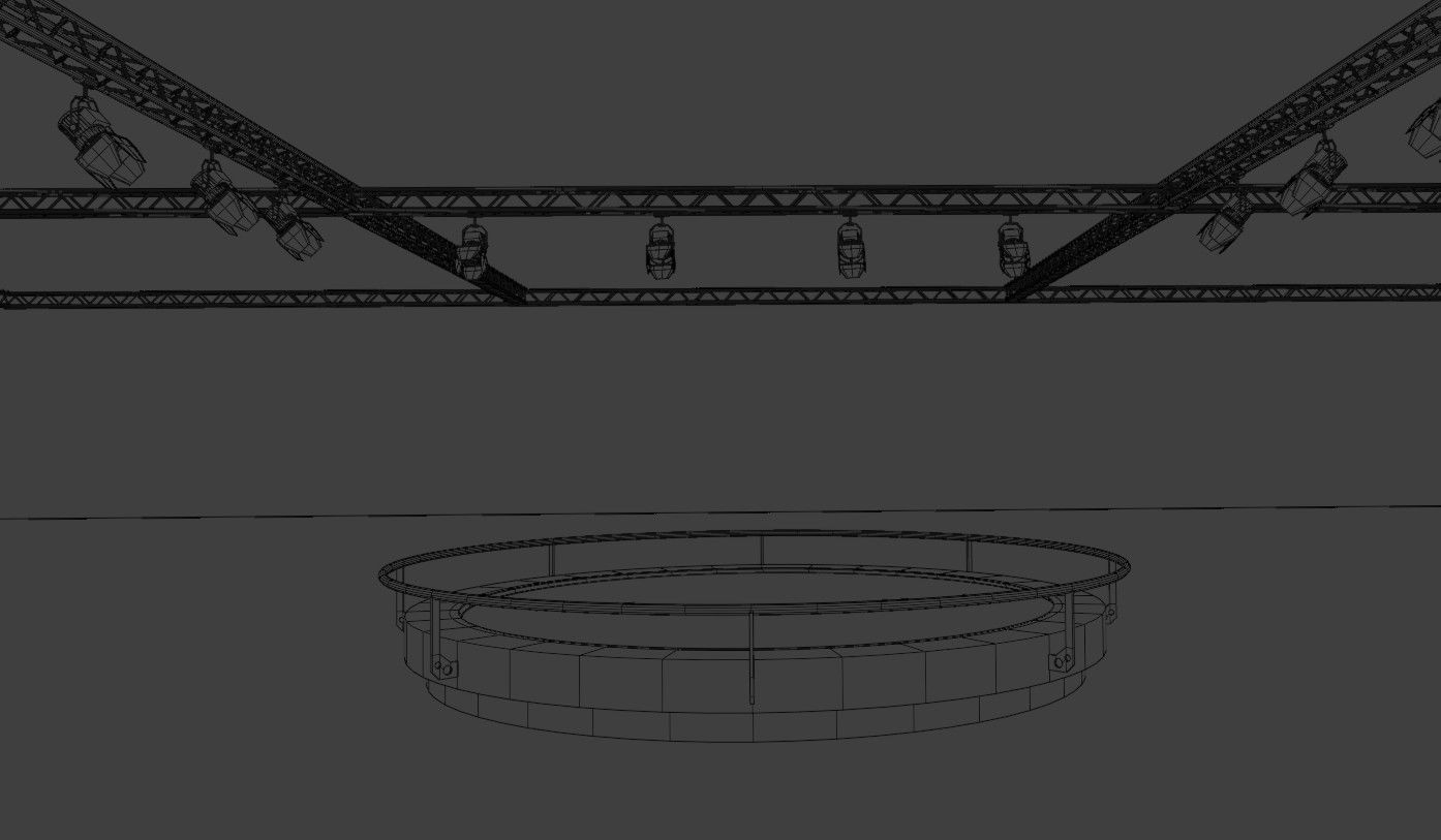 Car stage with lamps and ceiling 3D model_4