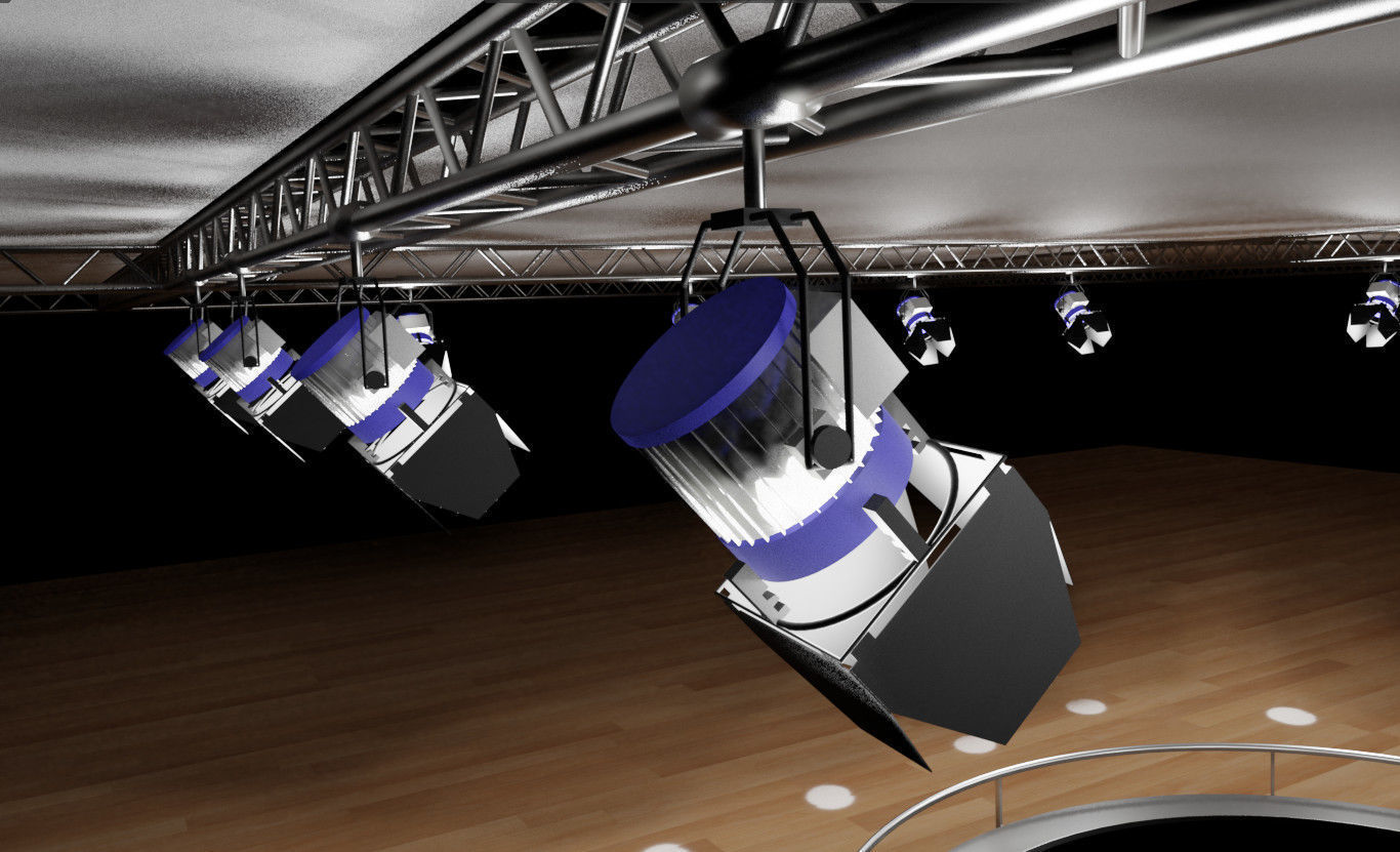 Car stage with lamps and ceiling 3D model_2