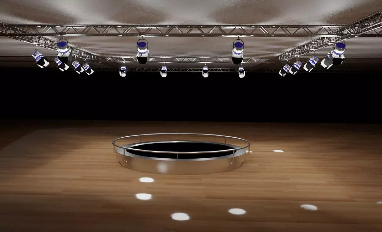 Car stage with lamps and ceiling 3D model_0