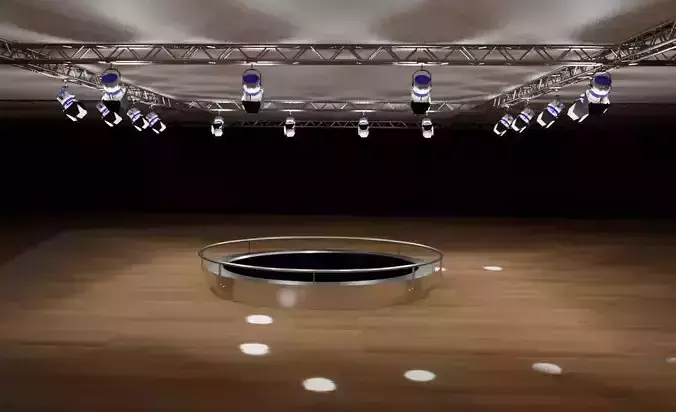 Car stage with lamps and ceiling