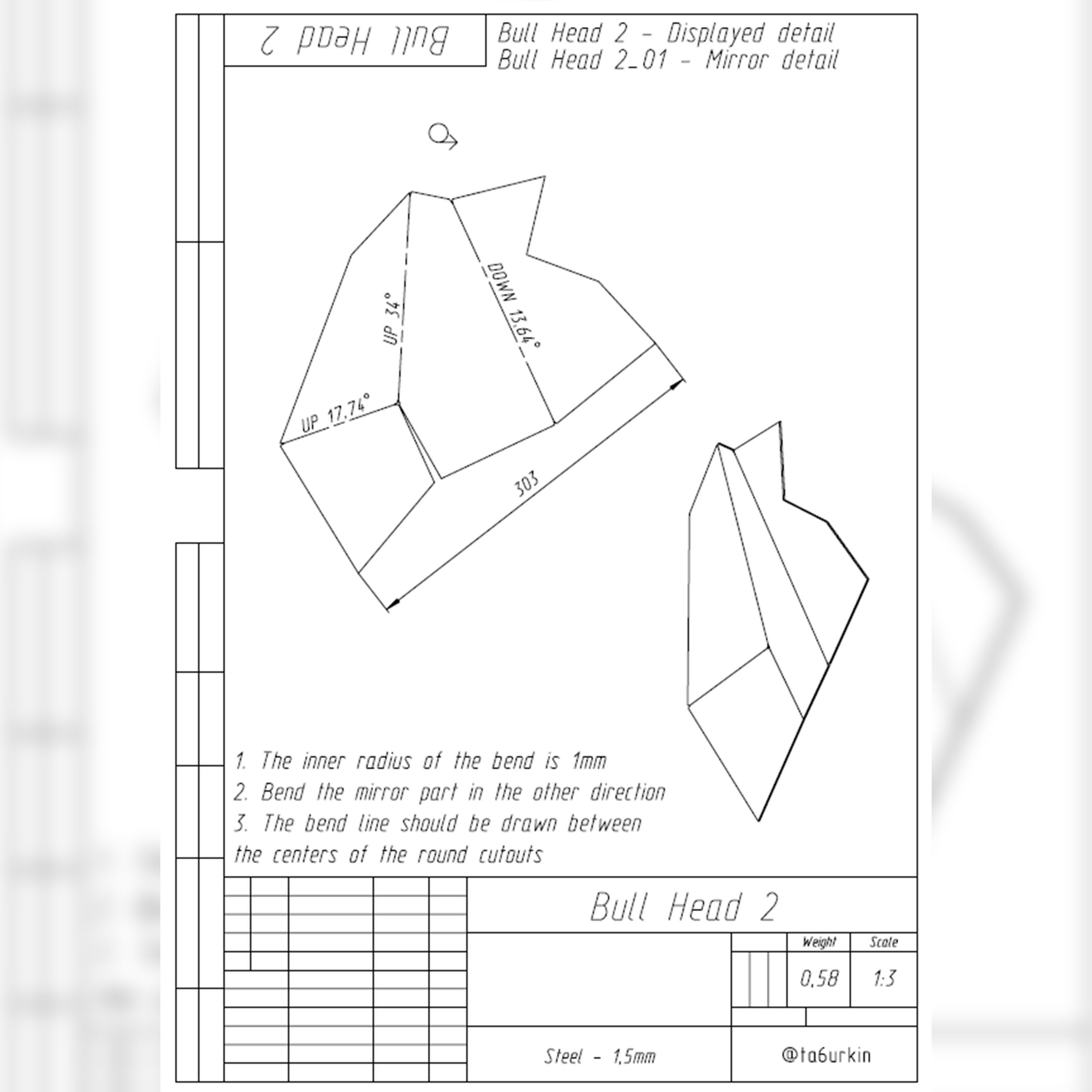 Welding ProjectPlans Drawings Bull Head v1 DXF PDF 3D model_4