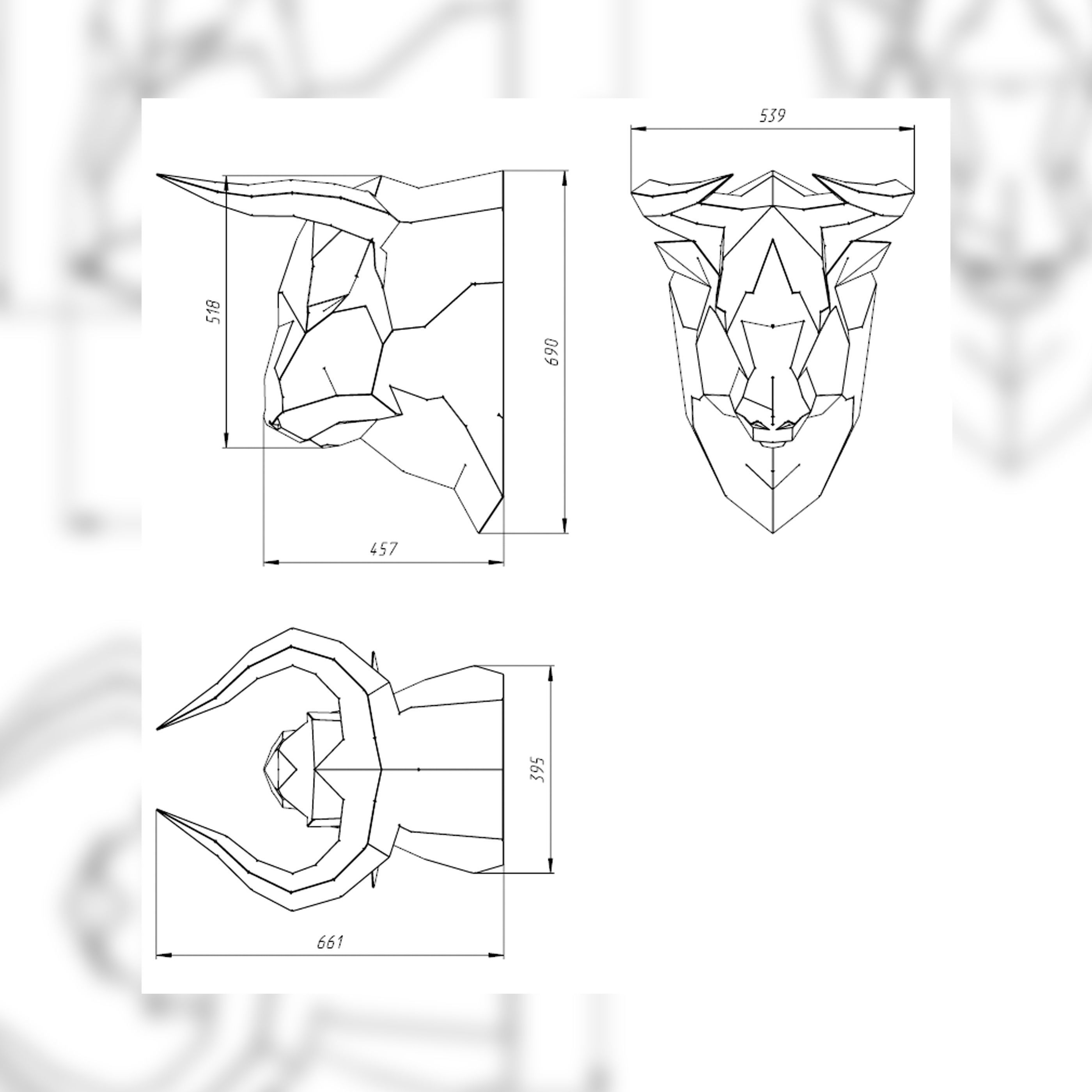 Welding ProjectPlans Drawings Bull Head v1 DXF PDF 3D model_5