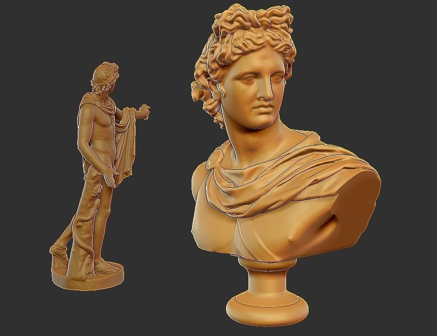 apollo statue - bust 3D print model_24