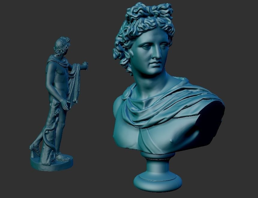 apollo statue - bust 3D print model_25