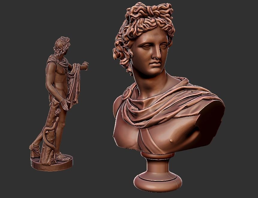 apollo statue - bust 3D print model_23
