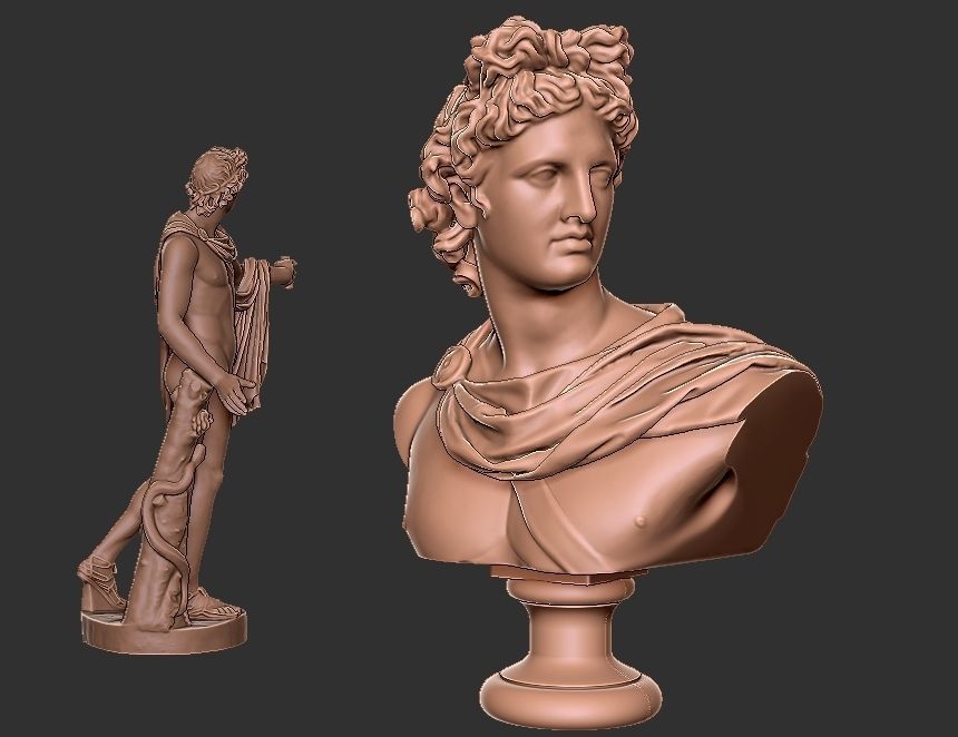 apollo statue - bust 3D print model_21