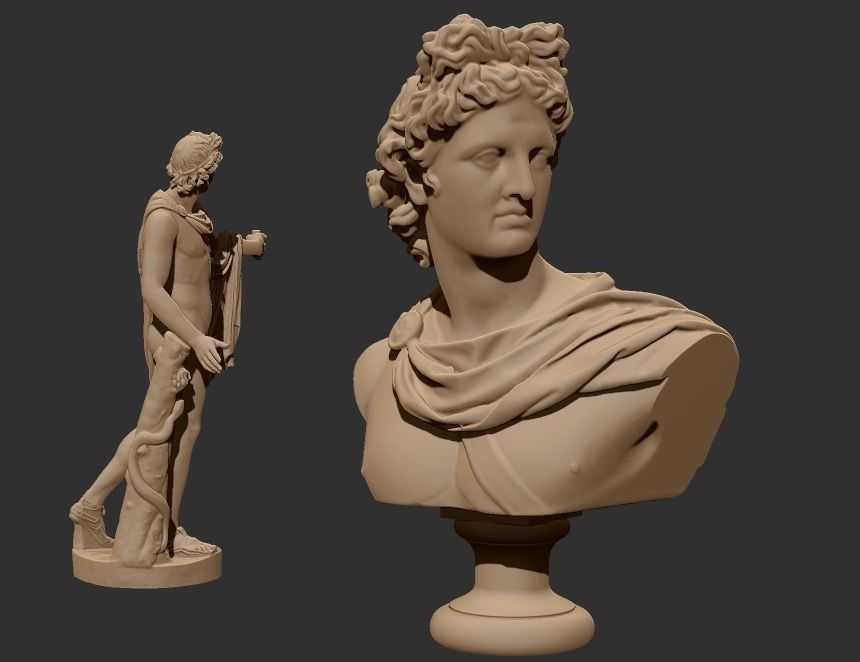 apollo statue - bust 3D print model_20
