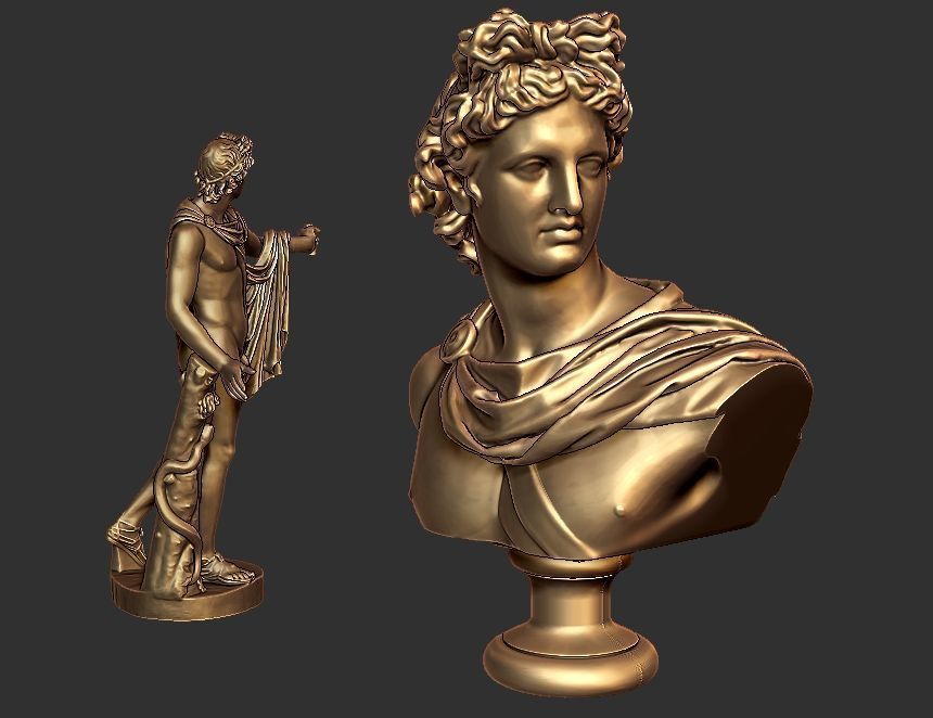 apollo statue - bust 3D print model_37