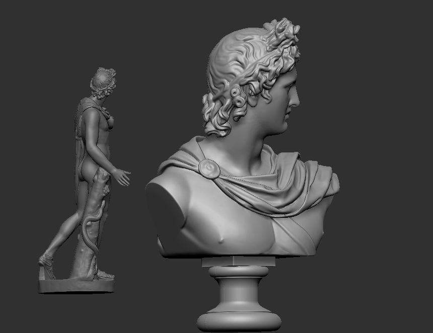 apollo statue - bust 3D print model_9