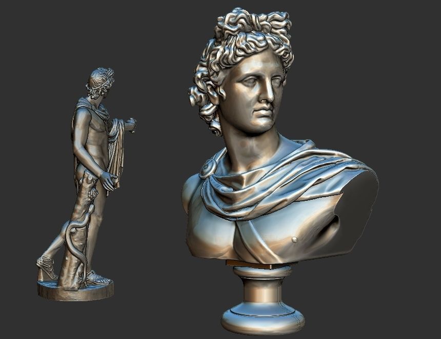 apollo statue - bust 3D print model_1