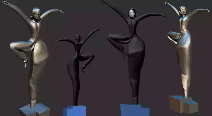 fantasy ballet fat girl statue 3D print model