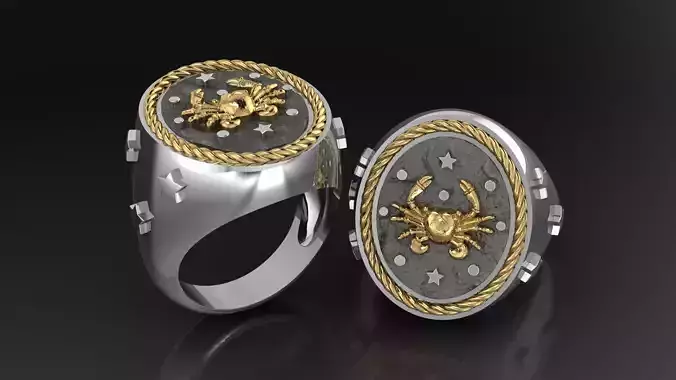 Zodiac Ring Cancer  3D print model