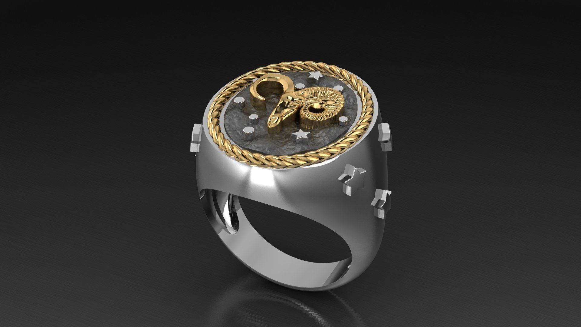 Zodiac Ring Aries 3D print model_1