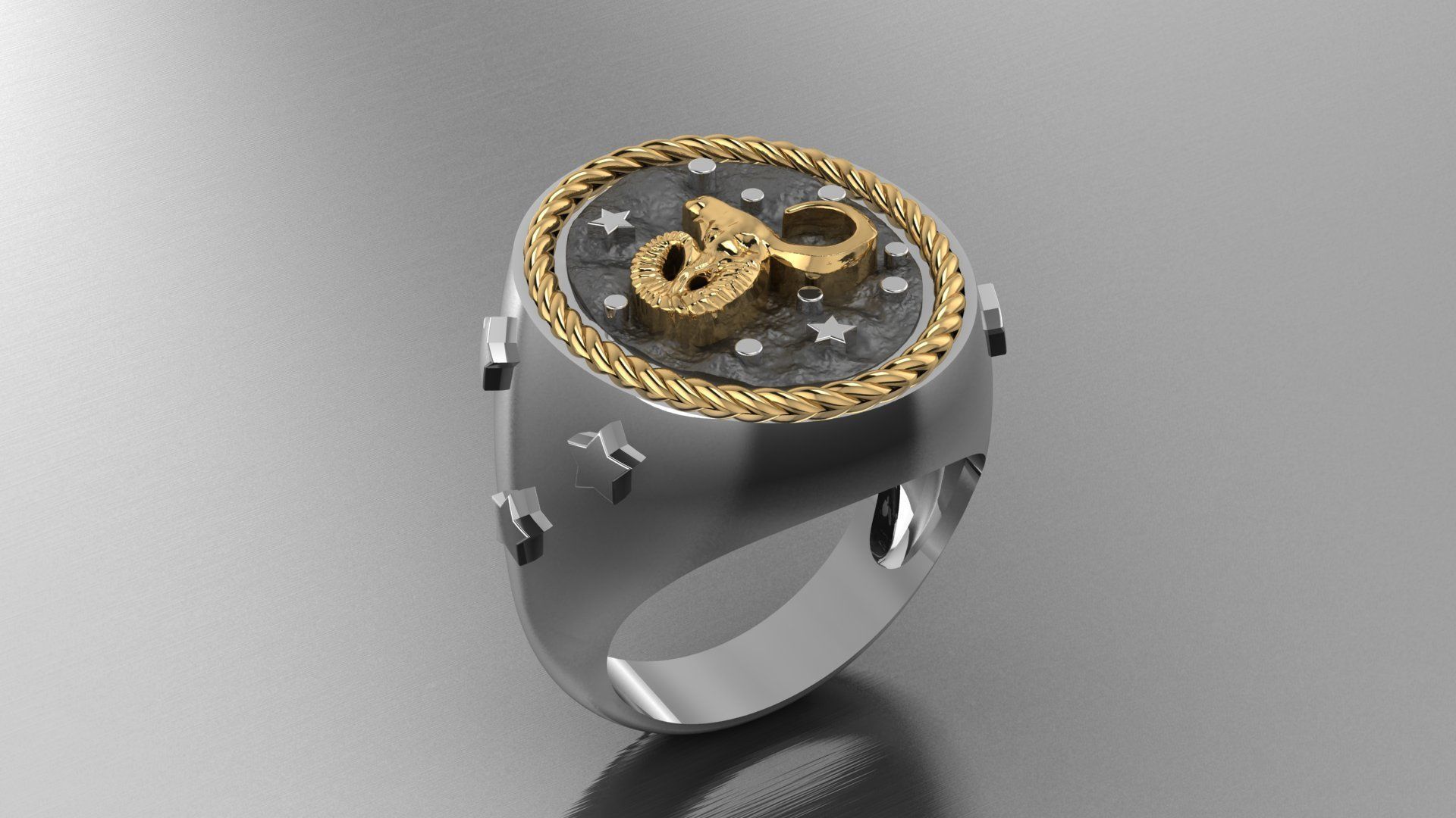 Zodiac Ring Aries 3D print model_4