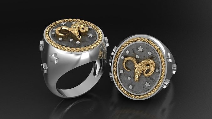 Zodiac Ring Aries 3D print model