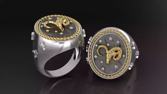 Zodiac Ring Aries 3D print model