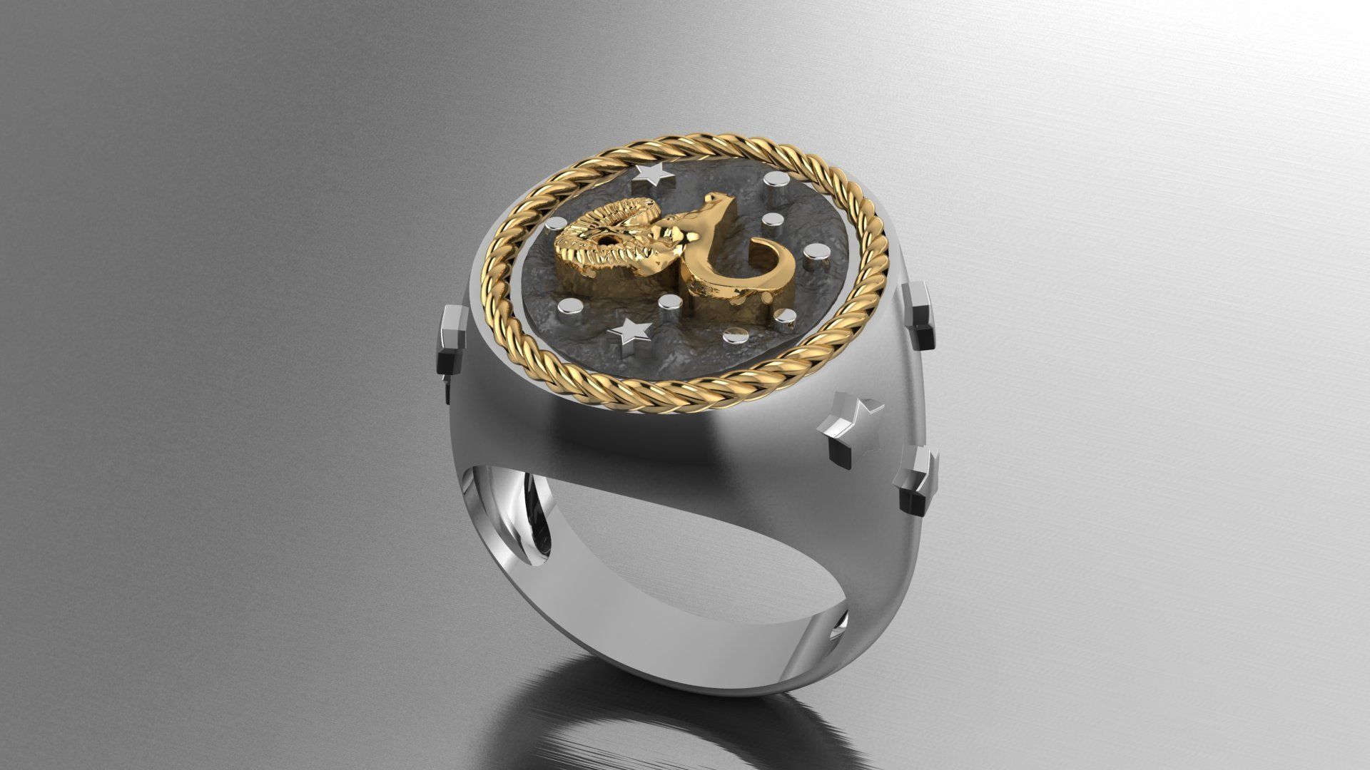 Zodiac Ring Aries 3D print model_3