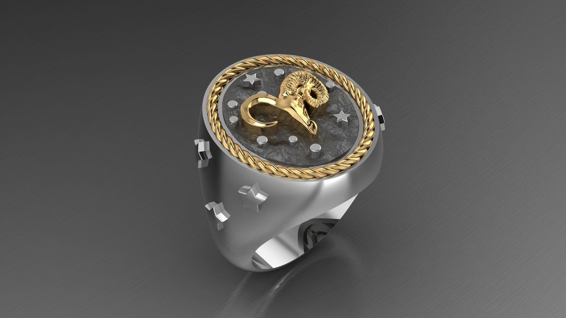 Zodiac Ring Aries 3D print model_2
