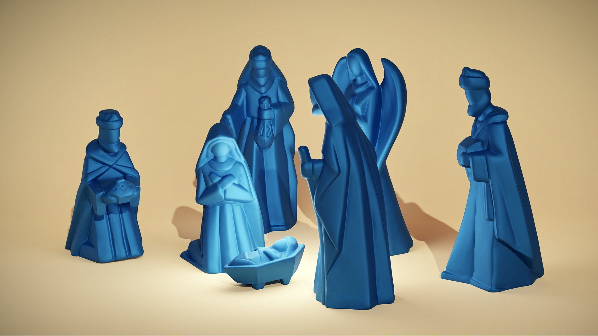 artdeco nativity figurine Set 3D printable 3D print model_2