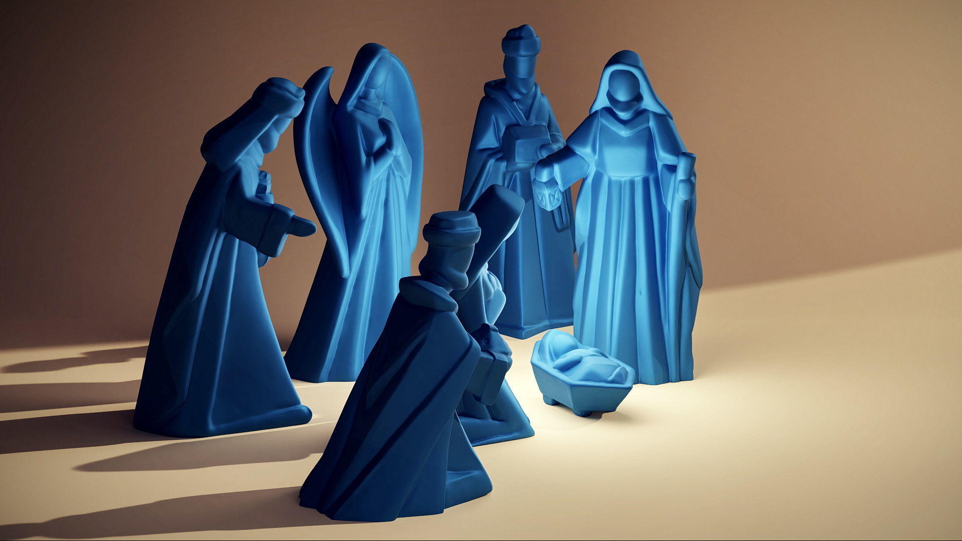 artdeco nativity figurine Set 3D printable 3D print model_3