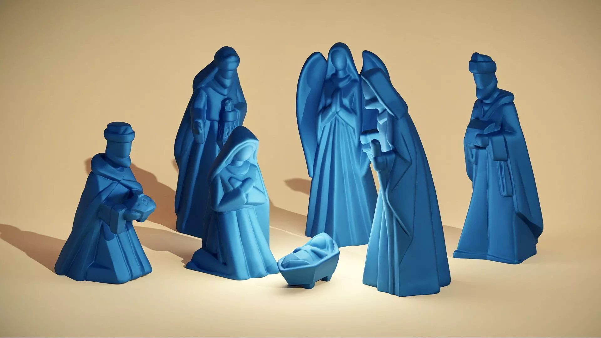artdeco nativity figurine Set 3D printable 3D print model_0
