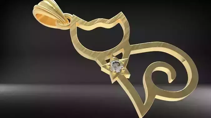 Diamond Cat pendant Necklace Jewelry