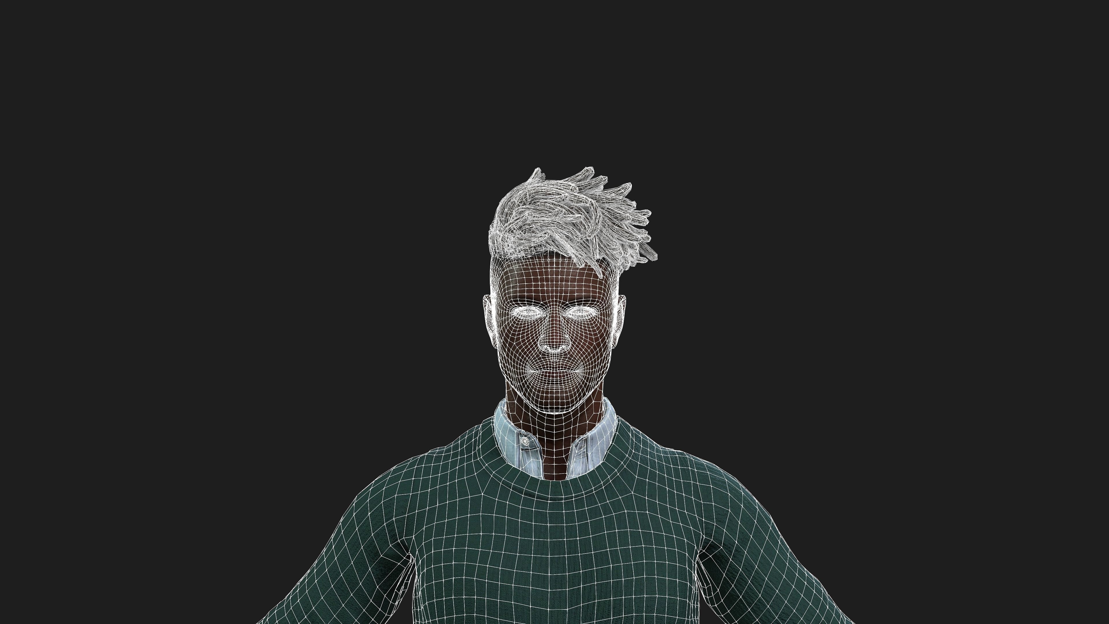 Fully Rigged Black Man 3D Model for Animation and Games 3D model_4