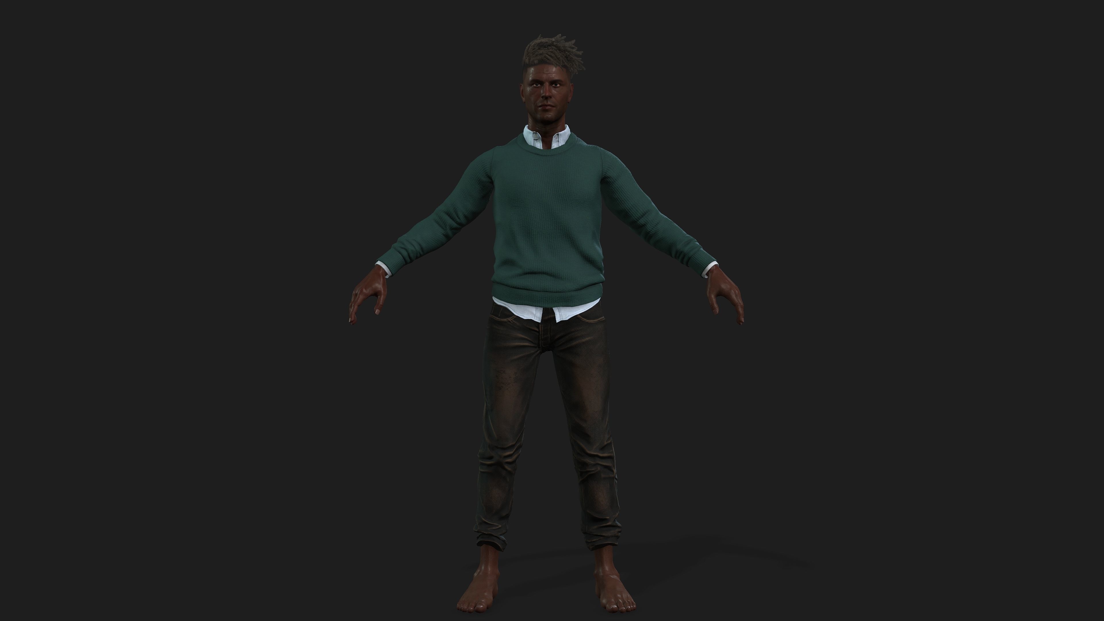 Fully Rigged Black Man 3D Model for Animation and Games 3D model_3