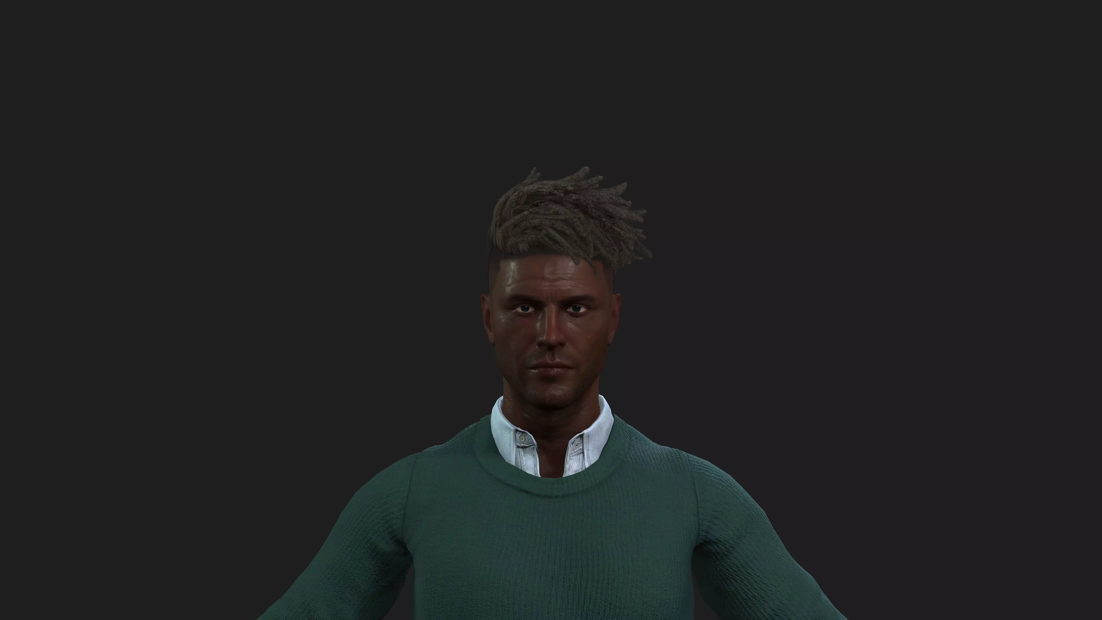 Fully Rigged Black Man 3D Model for Animation and Games 3D model_0