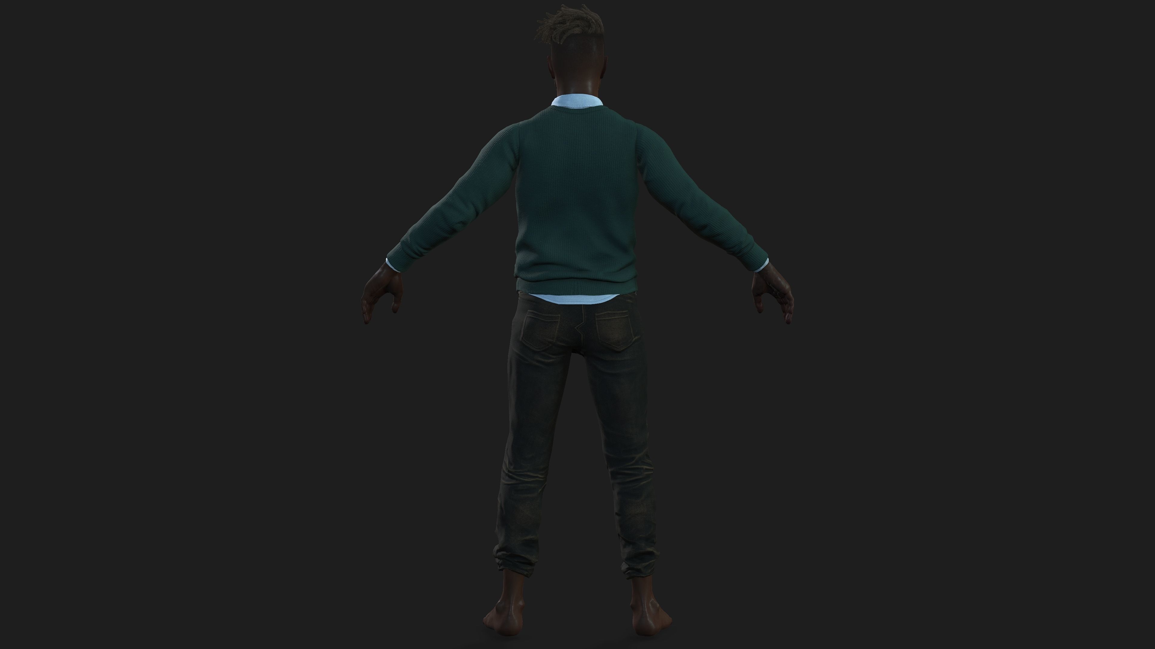 Fully Rigged Black Man 3D Model for Animation and Games 3D model_2