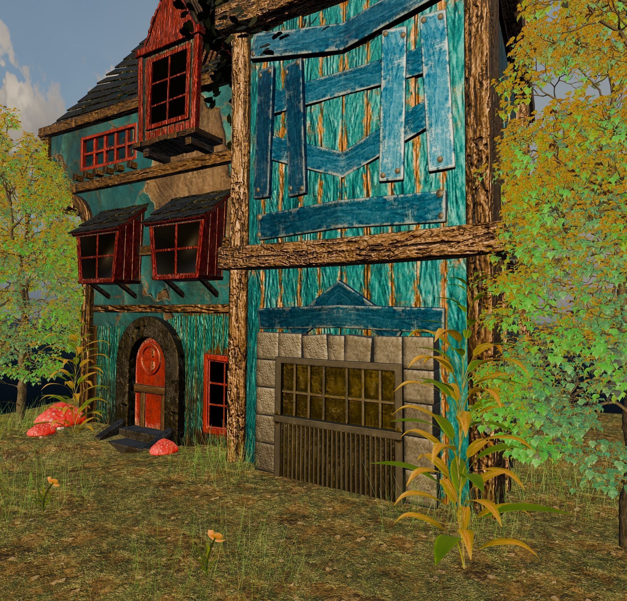 3d forest caslt Low-poly 3D model_1