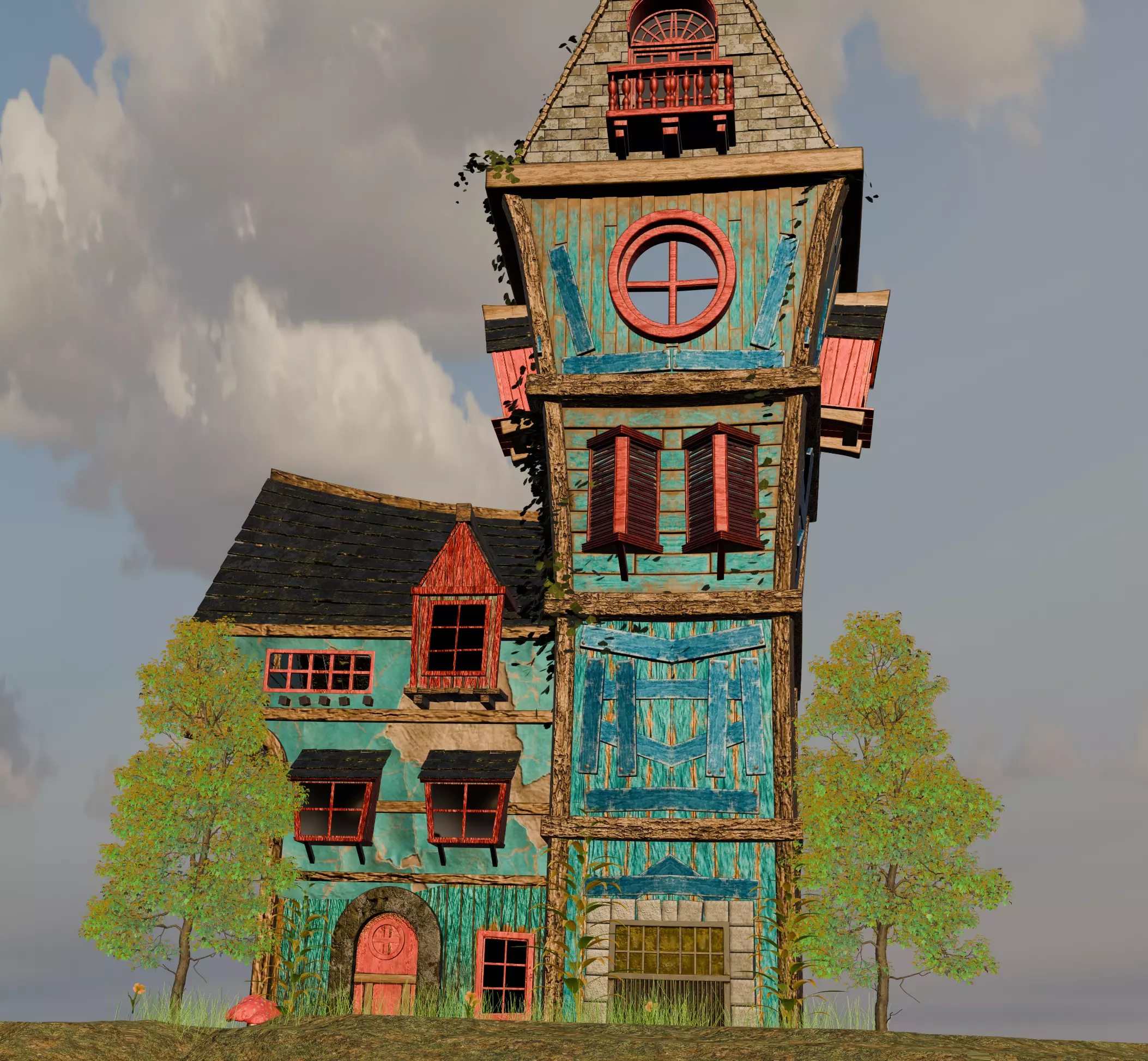 3d forest caslt Low-poly 3D model_0