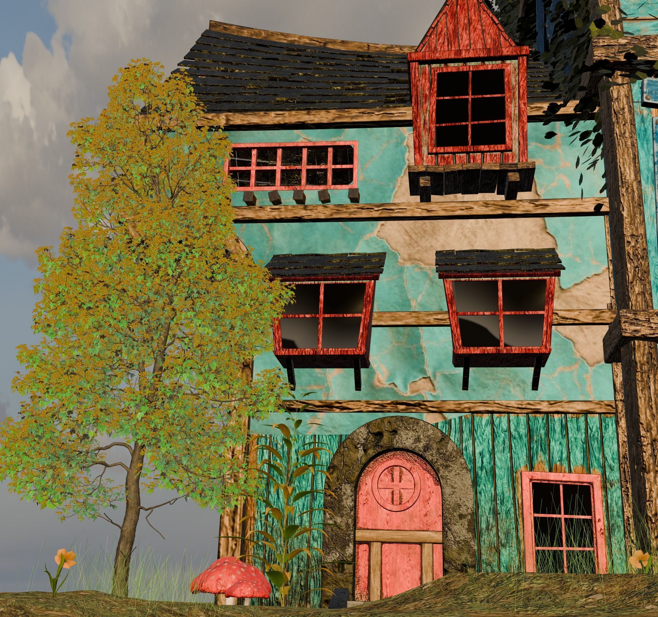 3d forest caslt Low-poly 3D model_6