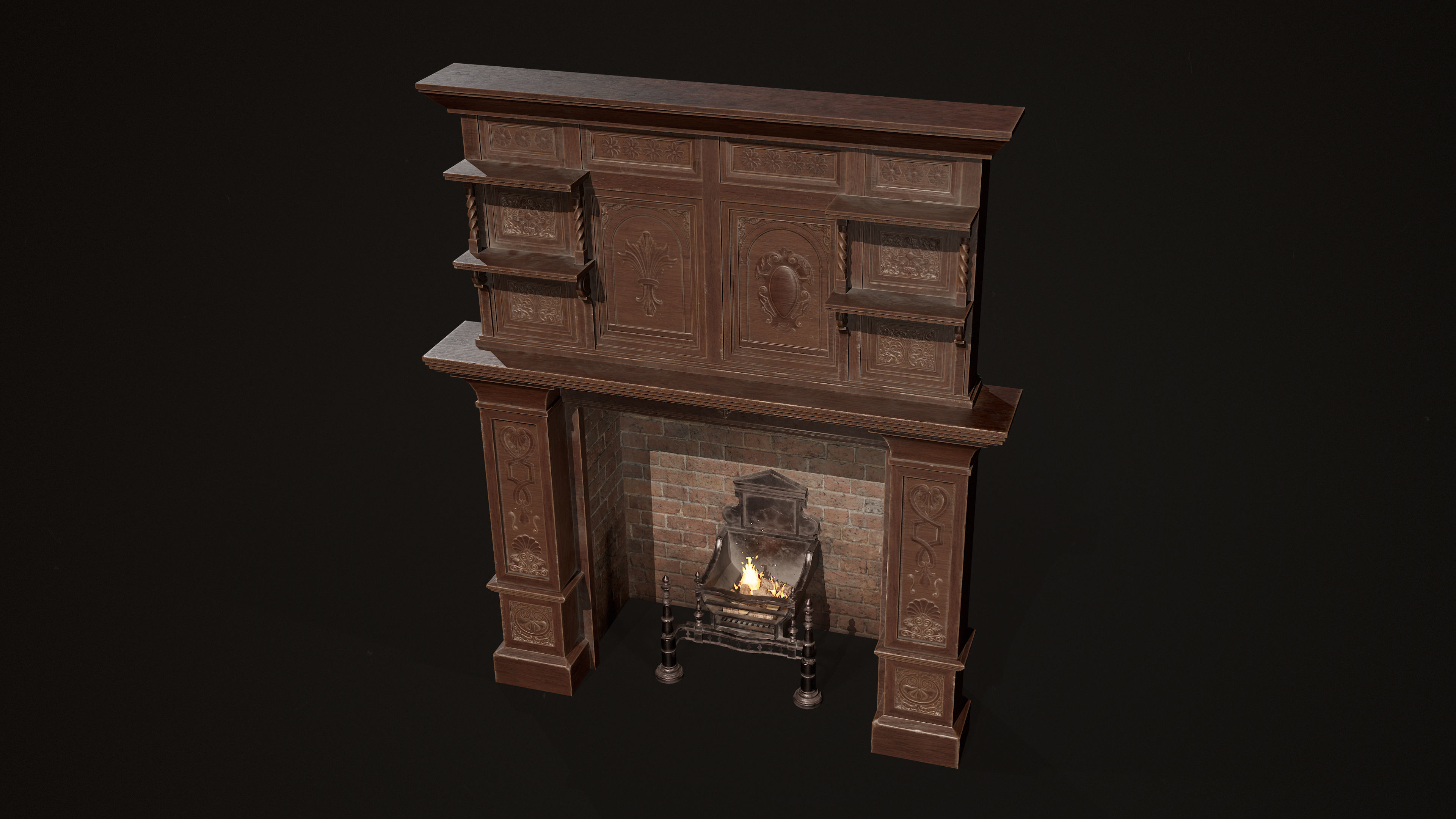Victorian Fireplace Low-poly 3D model_11