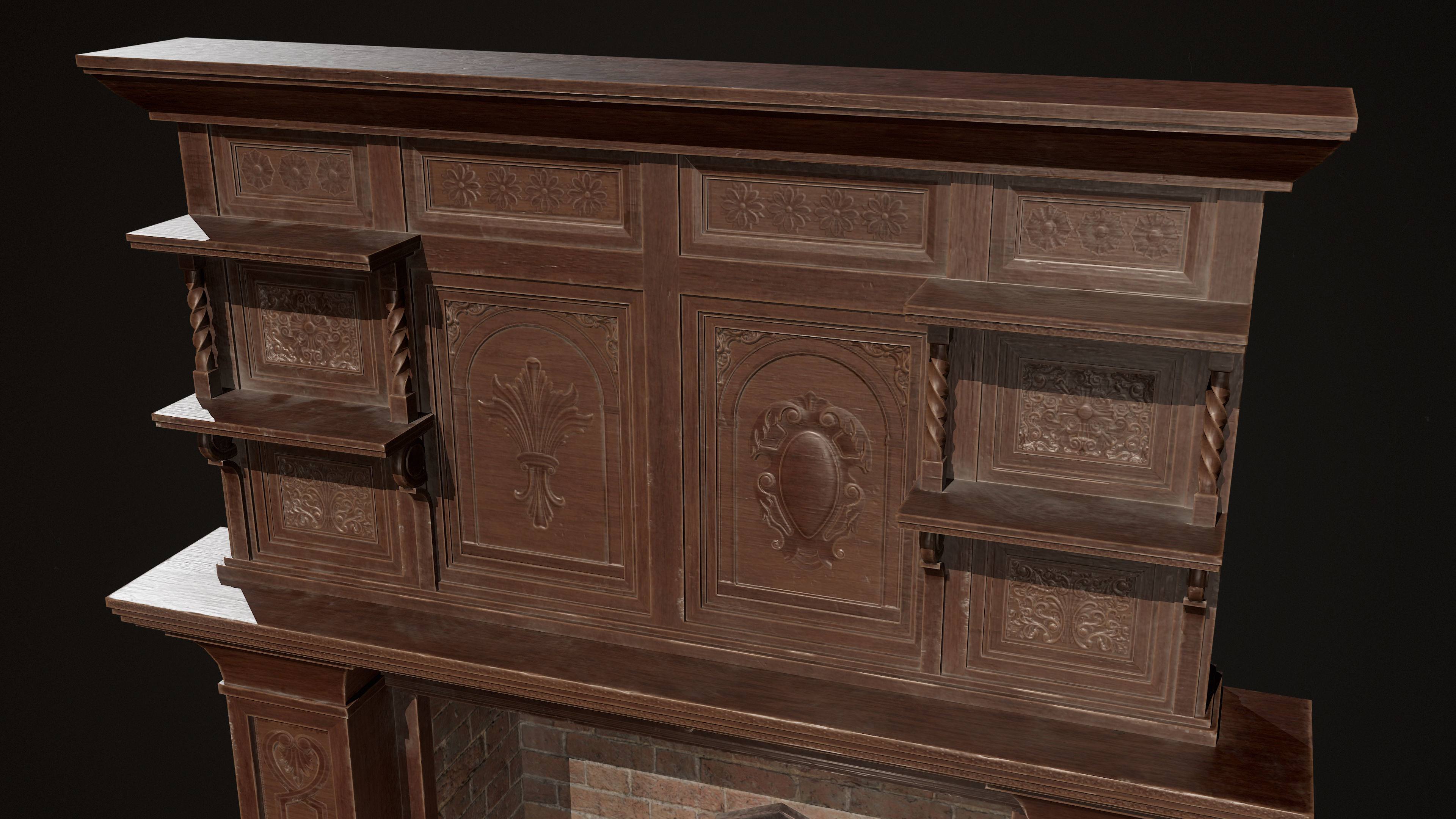 Victorian Fireplace Low-poly 3D model_8