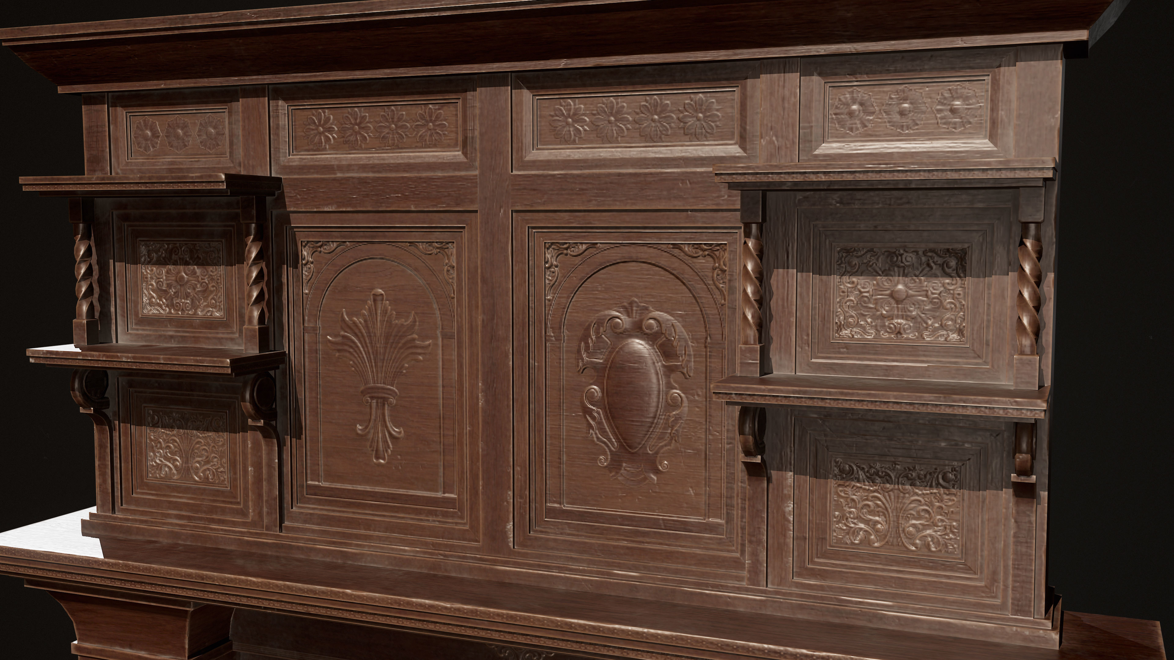 Victorian Fireplace Low-poly 3D model_10