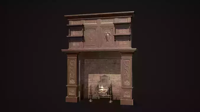 Victorian Fireplace Low-poly 3D model