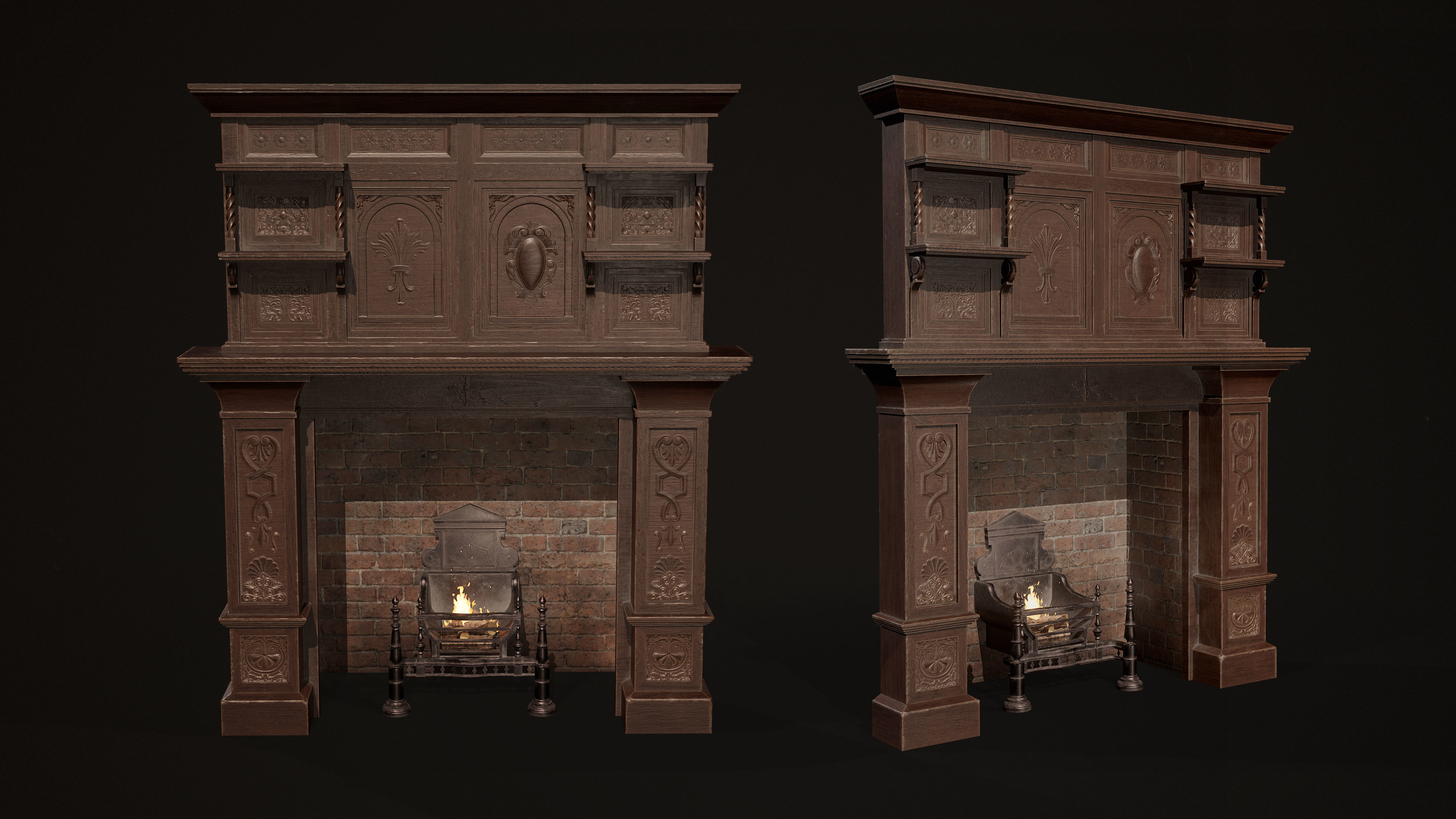Victorian Fireplace Low-poly 3D model_2