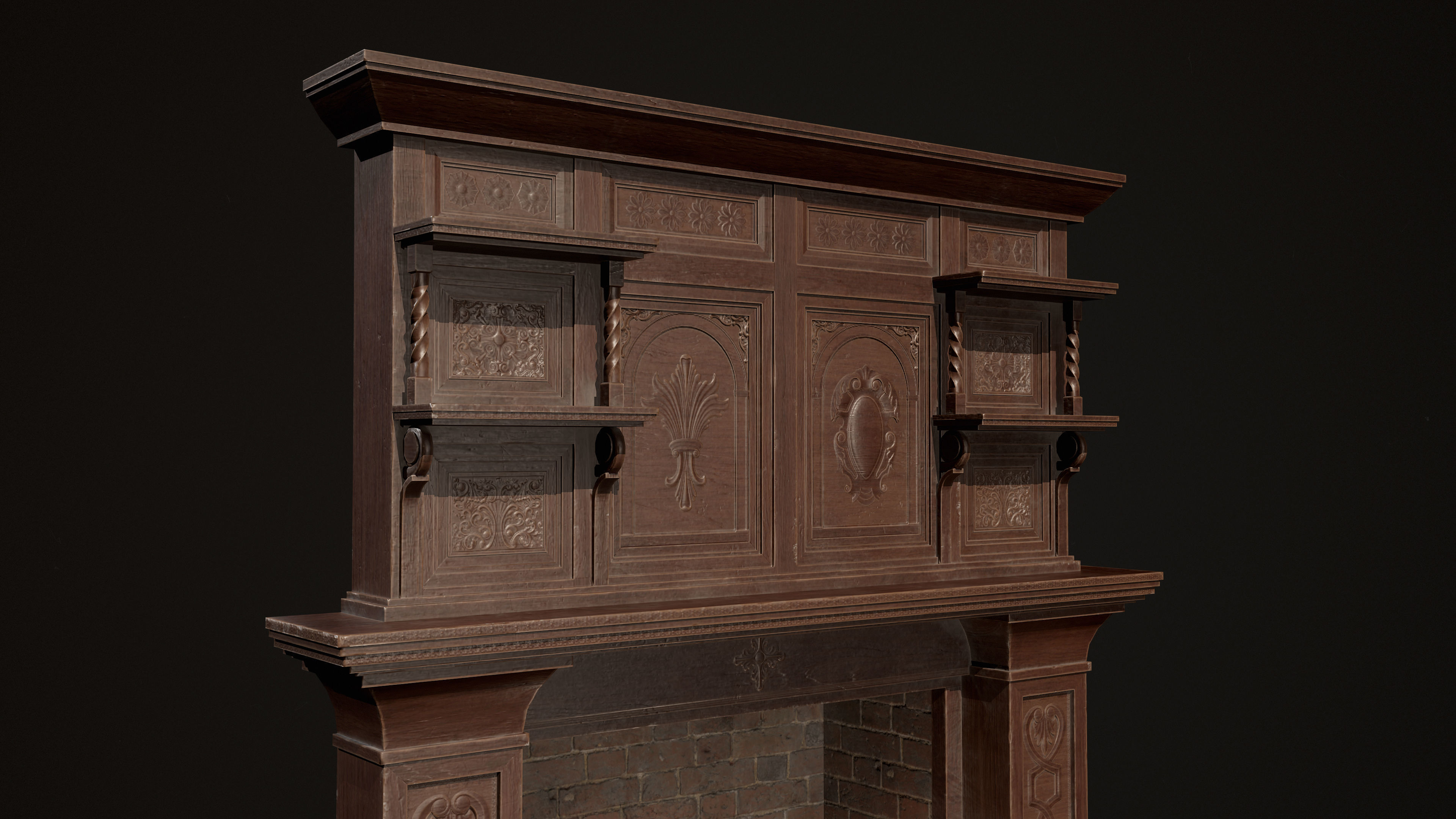 Victorian Fireplace Low-poly 3D model_9